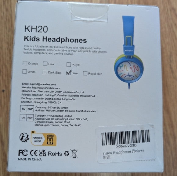 KH20 Kids Headphones - Blue and Yellow - Picture 2 of 4